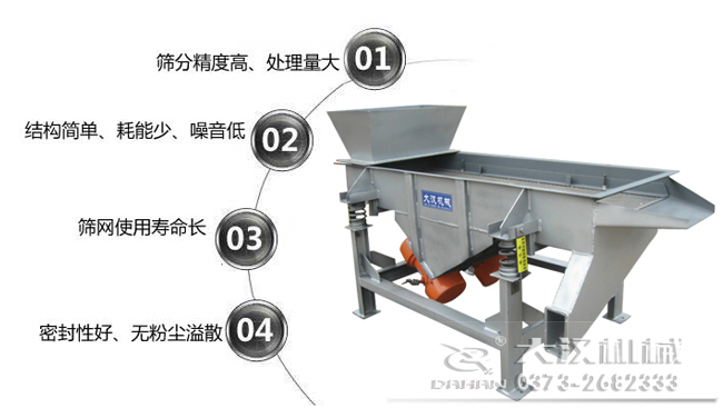 1016型直線振動(dòng)篩特點(diǎn)：1，篩分精度高，處理量大。2，結(jié)構(gòu)簡(jiǎn)單，耗能少，噪音低，3，篩網(wǎng)使用壽命長(zhǎng)，密封性好無粉塵溢散。